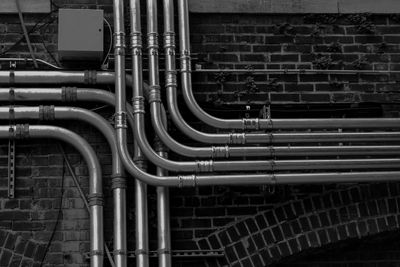 Gas line running up the side of a building