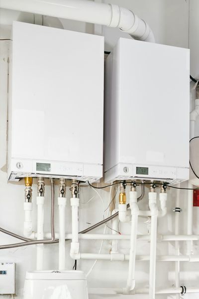 New tankless water heater installed in basement of a home