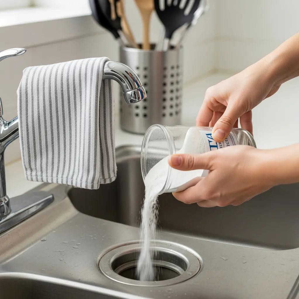 Person cleaning garbage disposal